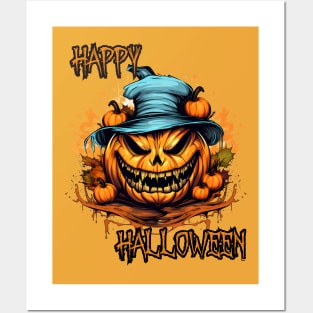 Spooky Pumpkin Happy Halloween Posters and Art